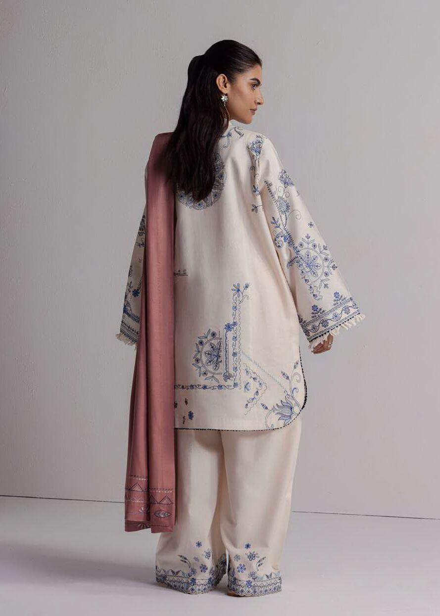 Coco Zara Shahjahan DIBA 10B embroidered khaddar unstitched 3 piece suit back