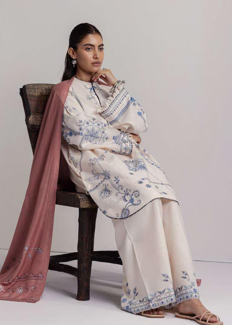 Coco Zara Shahjahan DIBA 10B embroidered khaddar unstitched 3 piece suit styled look