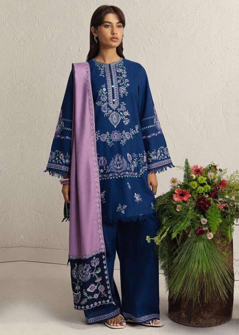 Coco Zara Shahjahan NEELAM 4A embroidered winter unstitched 3 piece suit front