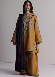 Coco Zara Shahjahan OCHRE 2A embroidered winter unstitched 3 piece suit front