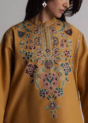 Coco Zara Shahjahan OCHRE 2A embroidered winter suit detail