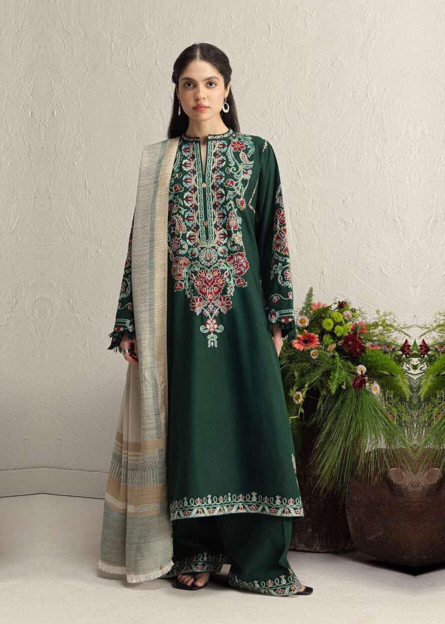 Coco Zara Shahjahan OCHRE 2B embroidered winter unstitched 3 piece suit front