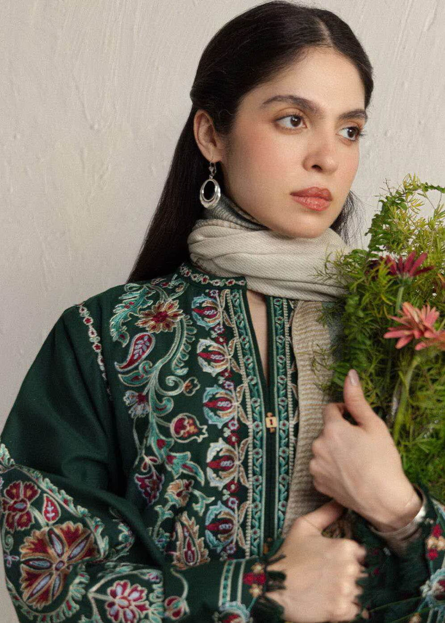 Coco Zara Shahjahan OCHRE 2B embroidered winter suit detail