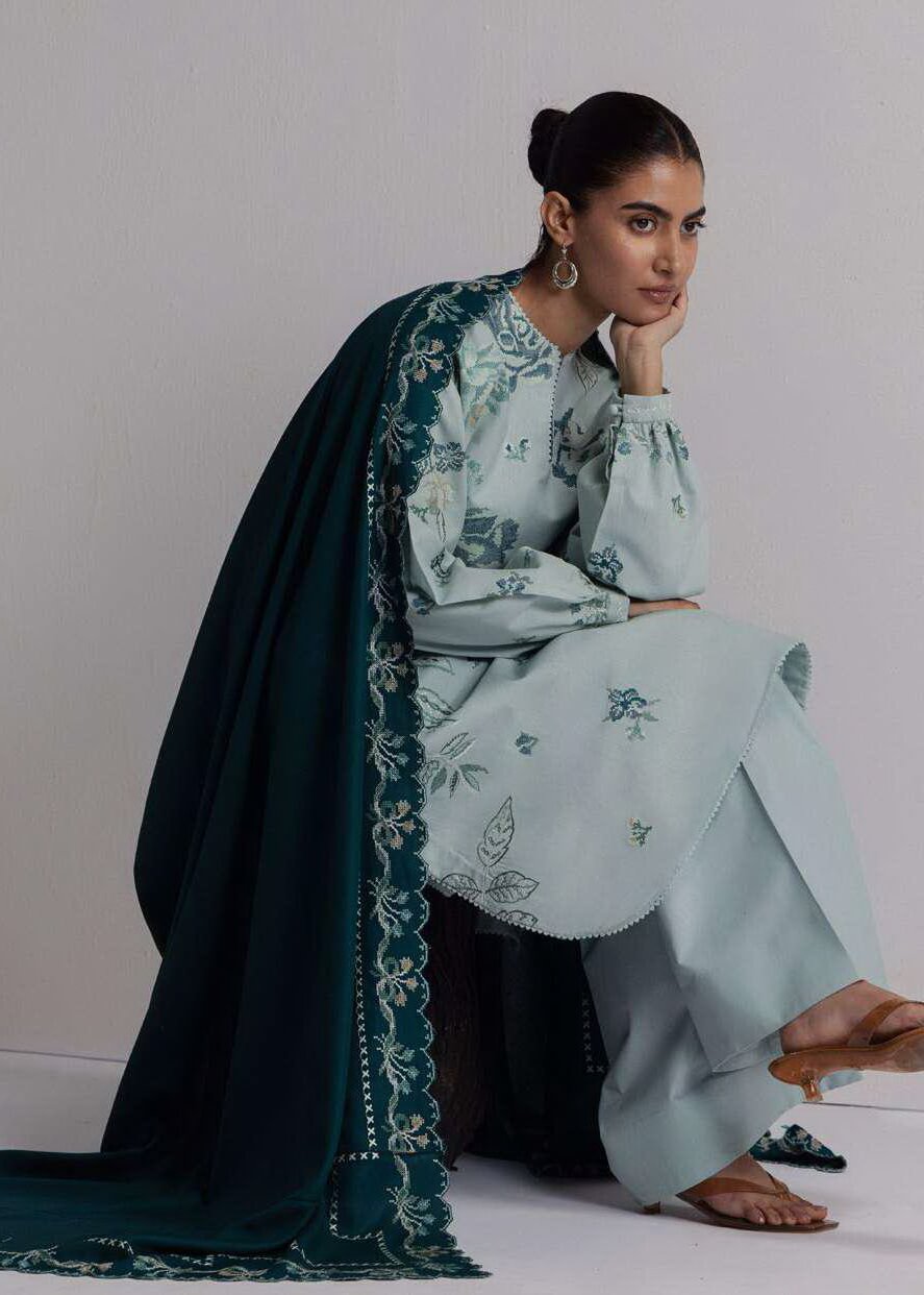 Coco Zara Shahjahan RAKHSH 3B embroidered winter seated styling view