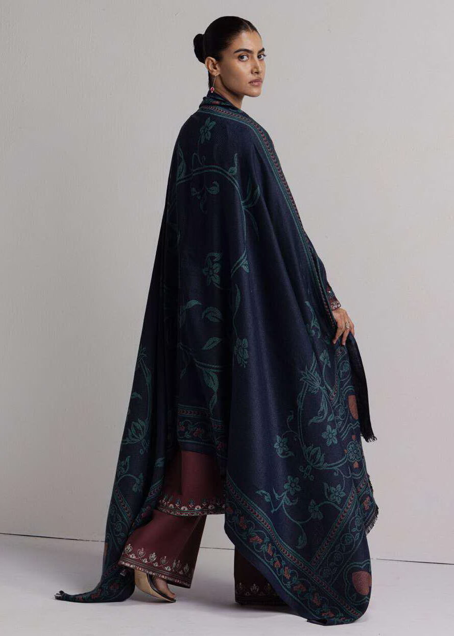 Coco Zara Shahjahan SARD 1A embroidered winter shawl styling detail