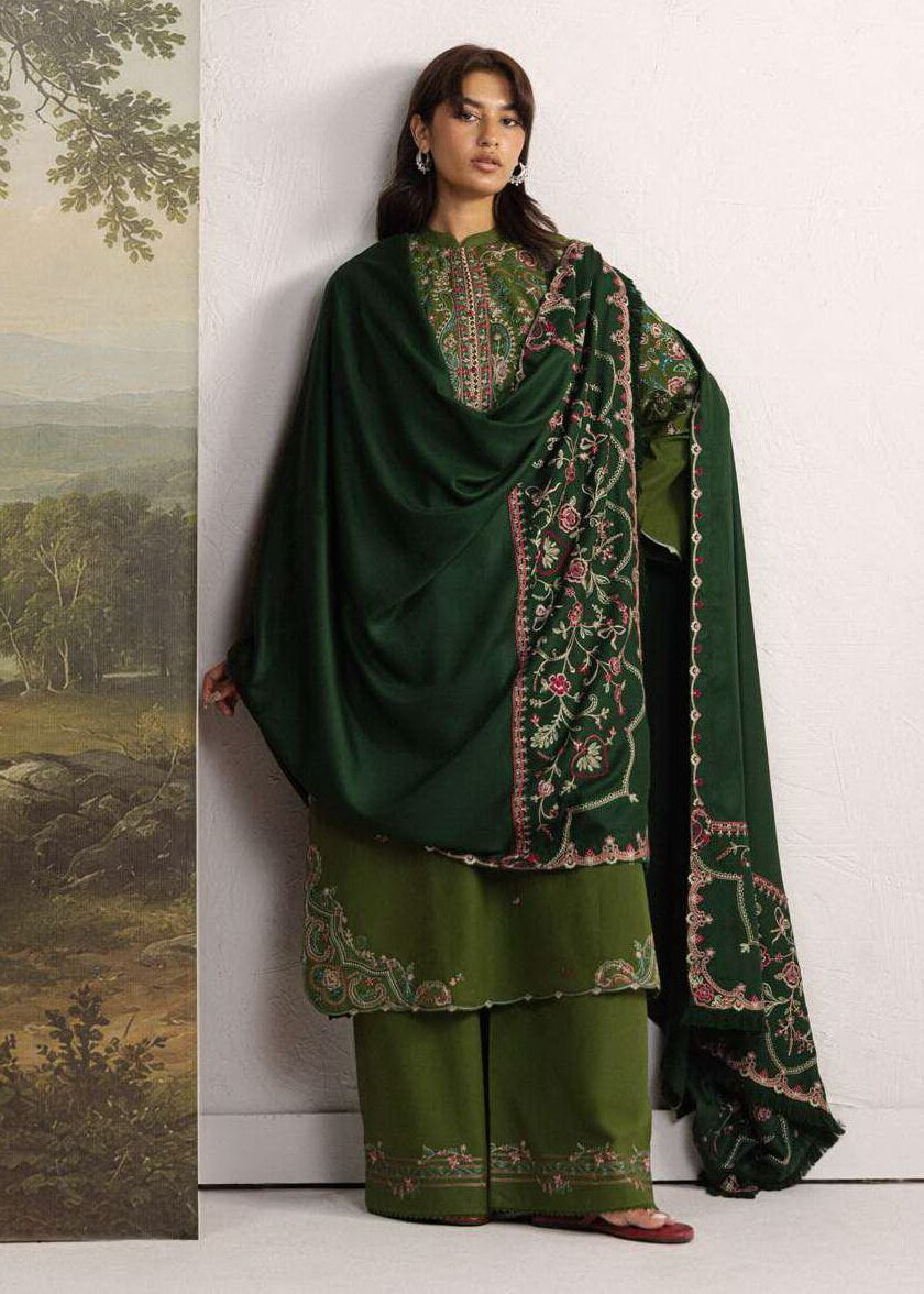 Coco Zara Shahjahan SHAB 5B embroidered winter suit with shawl