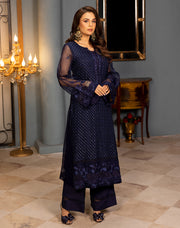 HemStitch Luxury Pret Embroidered Blue Attire 2Pc Suit LUX00103