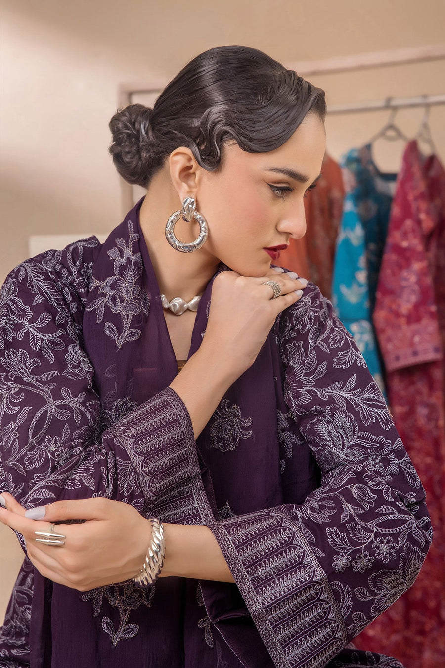 Florid by Safwa Premium Embroidered Cotton Unstitched 3Pc Suit FLO-05