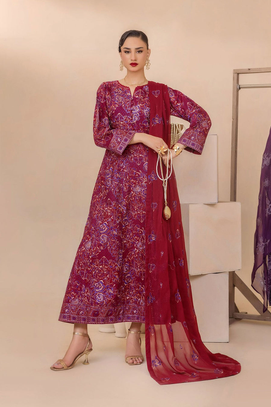 Florid by Safwa Premium Embroidered Cotton Unstitched 3Pc Suit FLO-06