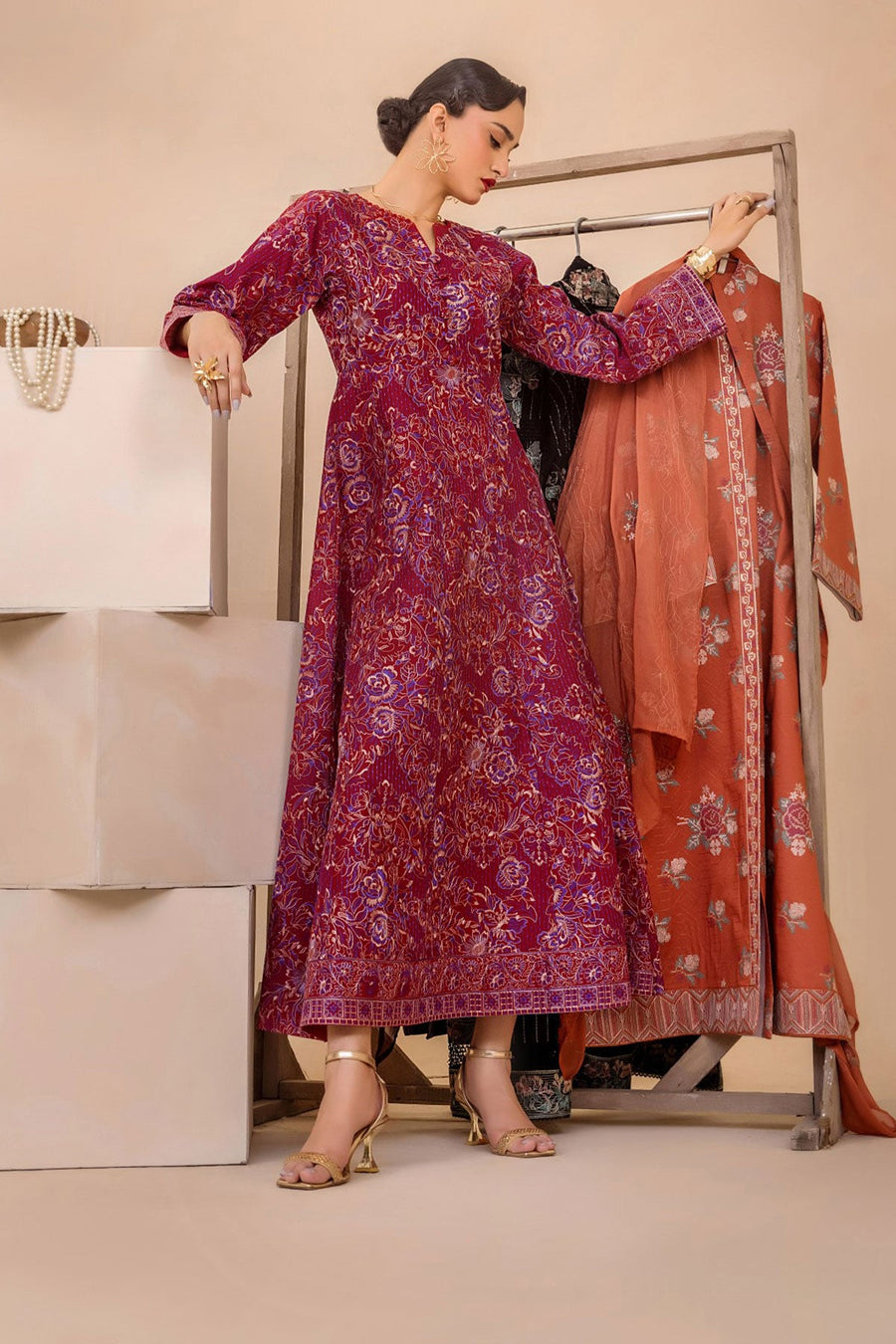 Florid by Safwa Premium Embroidered Cotton Unstitched 3Pc Suit FLO-06