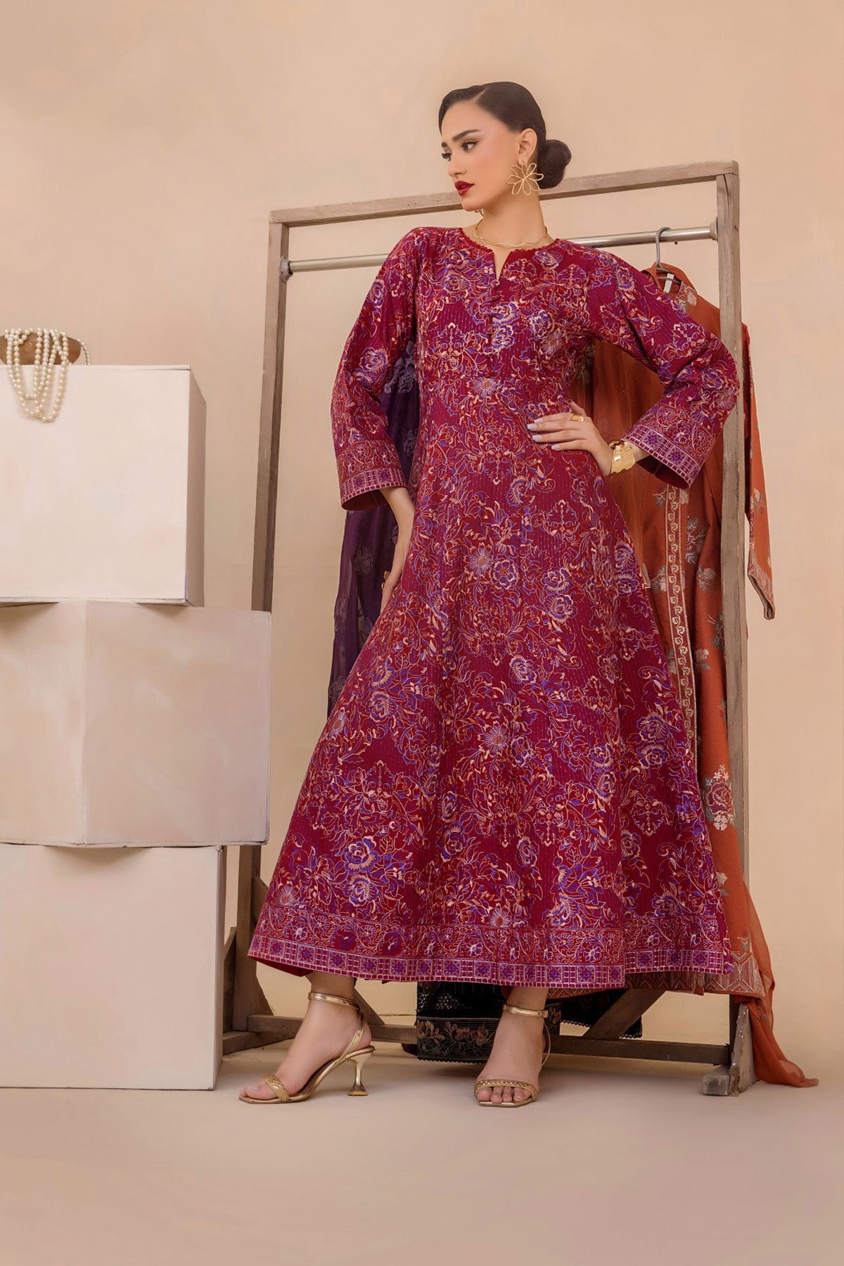 Florid by Safwa Premium Embroidered Cotton Unstitched 3Pc Suit FLO-06