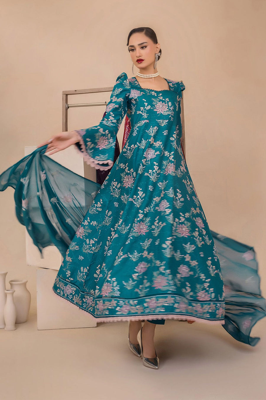 Florid by Safwa Premium Embroidered Cotton Unstitched 3Pc Suit FLO-07