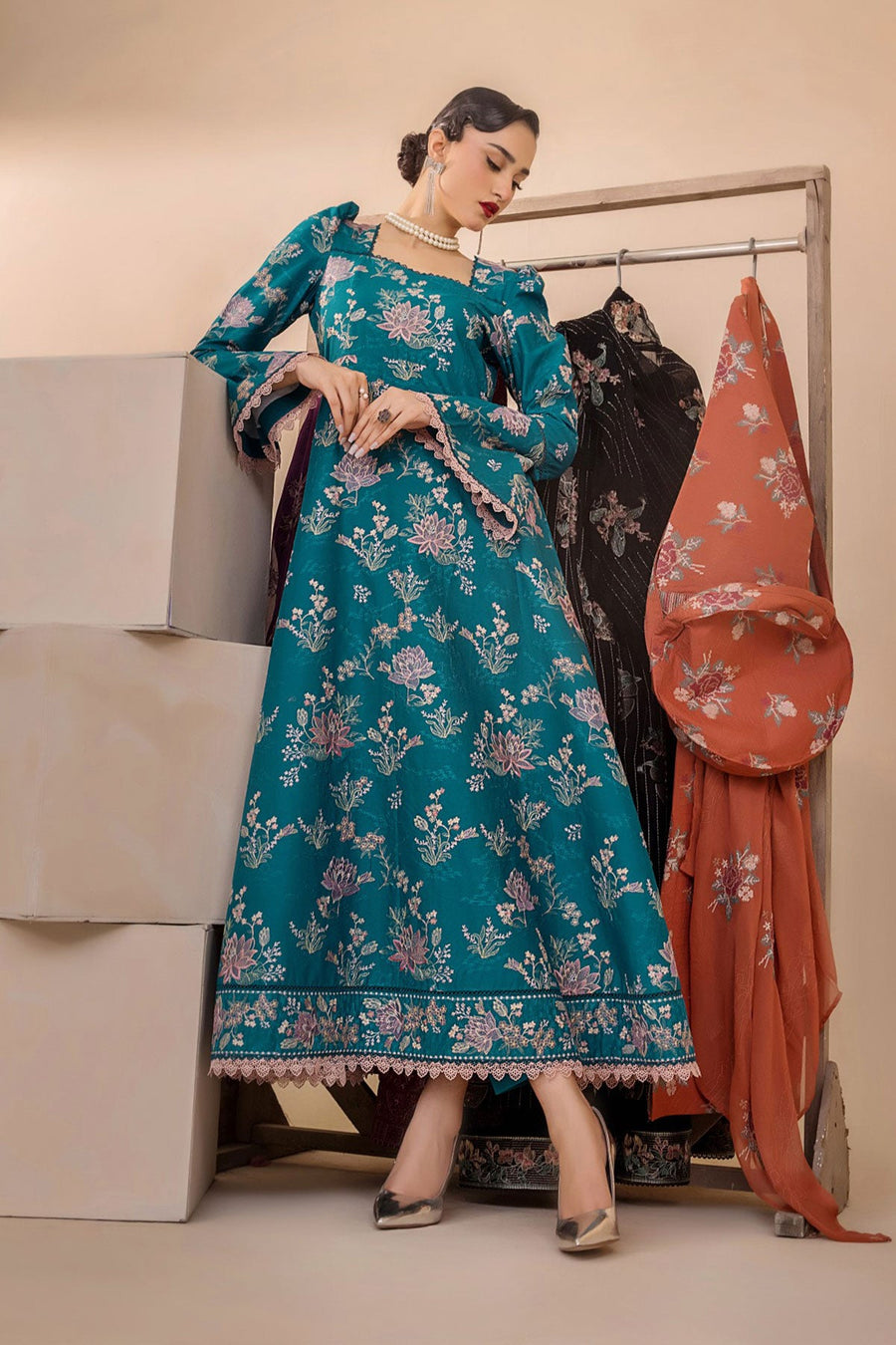 Florid by Safwa Premium Embroidered Cotton Unstitched 3Pc Suit FLO-07