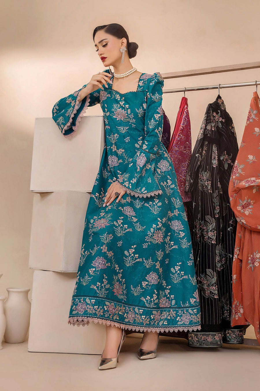 Florid by Safwa Premium Embroidered Cotton Unstitched 3Pc Suit FLO-07