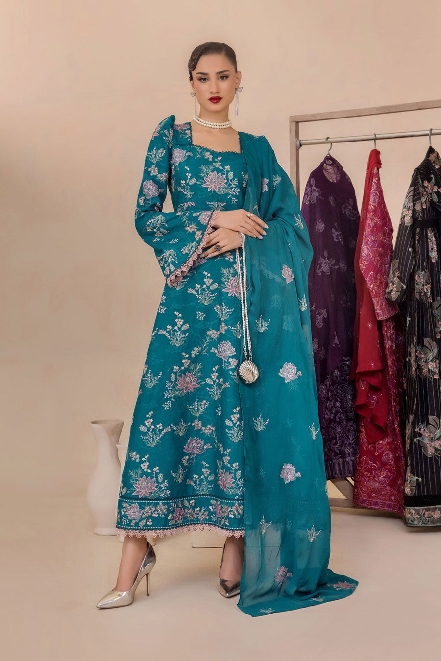 Florid by Safwa Premium Embroidered Cotton Unstitched 3Pc Suit FLO-07