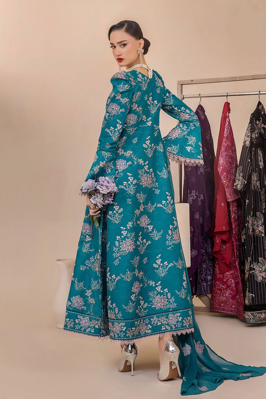 Florid by Safwa Premium Embroidered Cotton Unstitched 3Pc Suit FLO-07