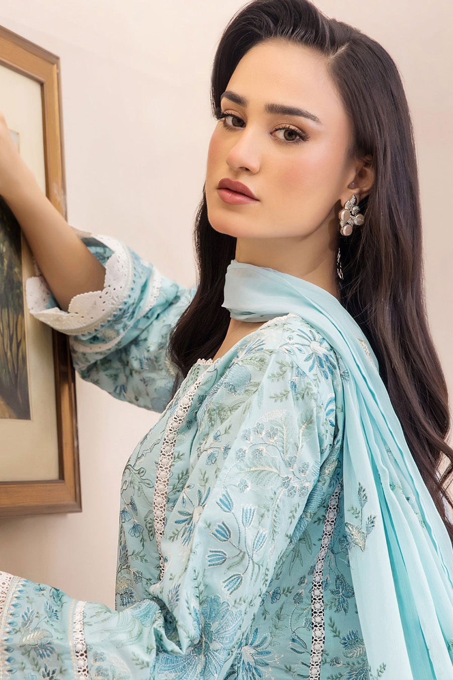 Florid by Safwa Premium Embroidered Cotton Unstitched 3Pc Suit FLO-09
