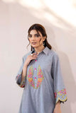 La Rosaa Spring Summer Embroidered Lawn Stitched 2Pc Suit LSS-24-08 Grey Stripes