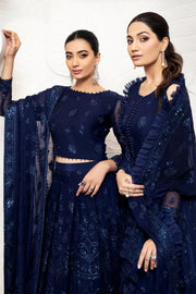 Alizeh Fashion Royale DE LUXE Embroidered Chiffon 3Pc Suit D-06 Glace Blue