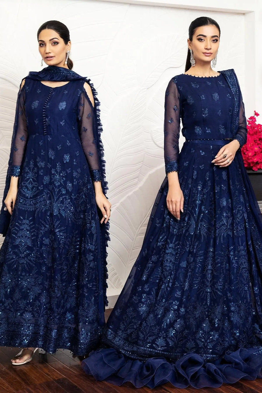 Alizeh Fashion Royale DE LUXE Embroidered Chiffon 3Pc Suit D-06 Glace Blue