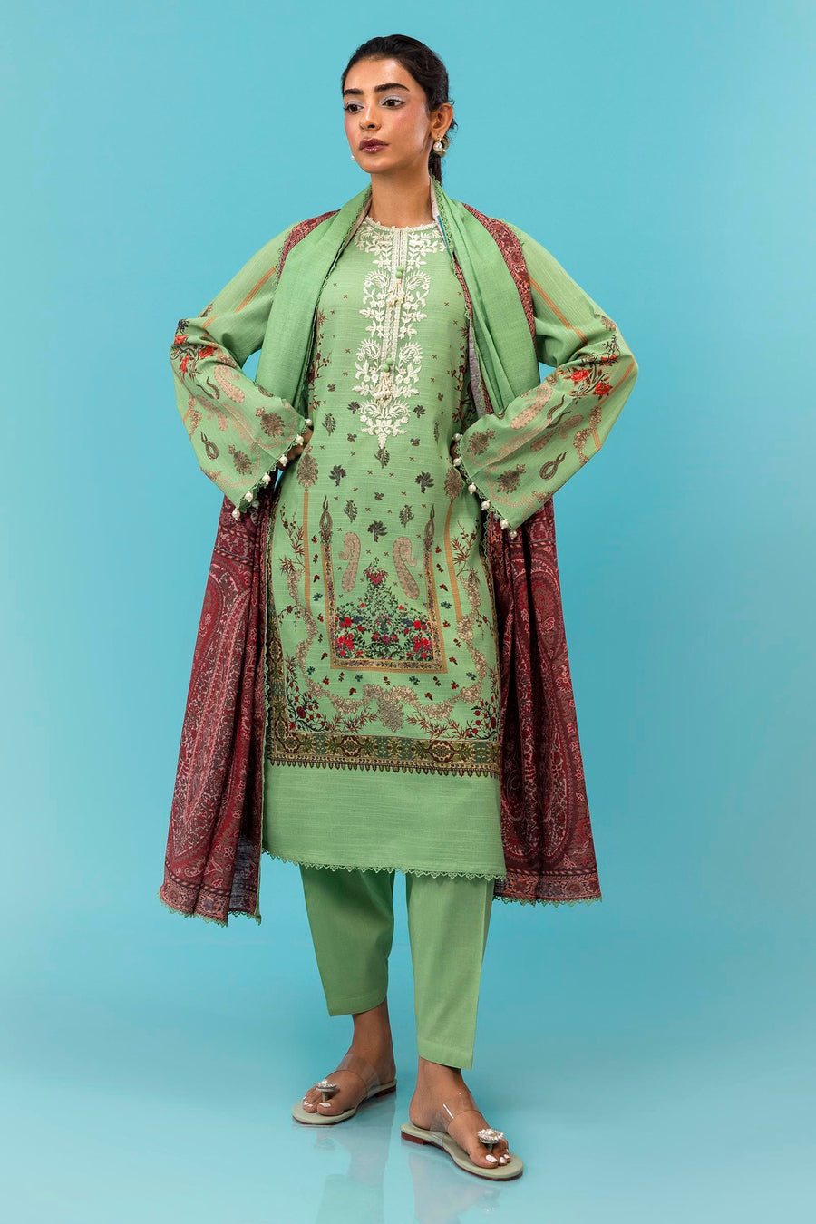 Mahay by Sana Safinaz Embroidered Slub Unstitched 3Pc Suit D-25B