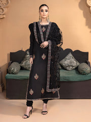 Hemstitch Embroidered Raw Silk Ready to Wear 3Pc Suit - Haya