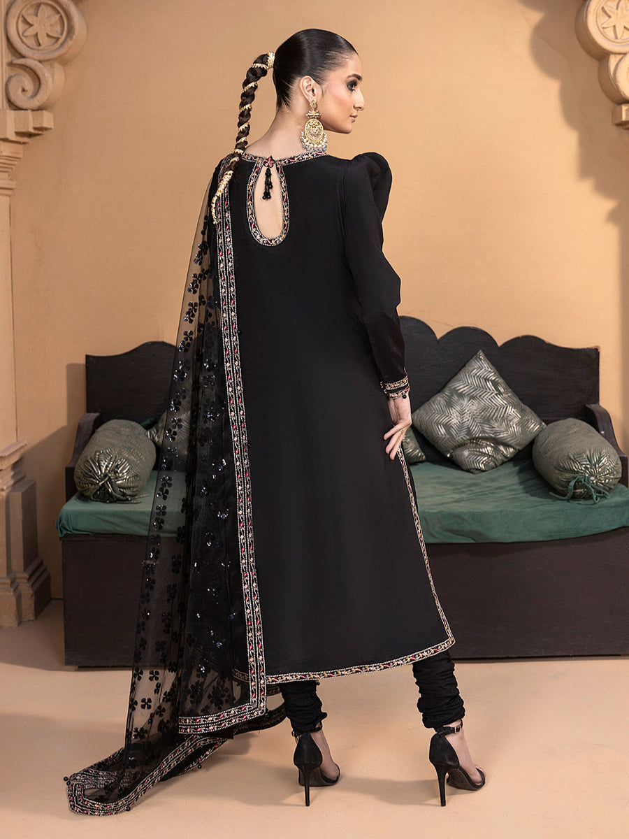 Hemstitch Embroidered Raw Silk Ready to Wear 3Pc Suit - Haya