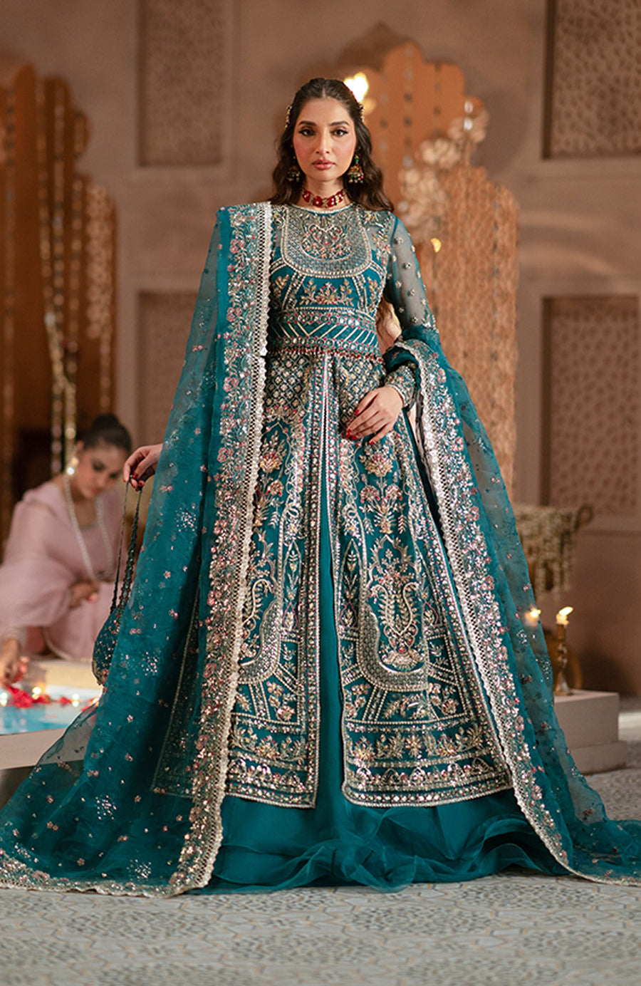 Zevk Mughal Raniya Unstitched Embroidered Organza Dress - Sundas Rani