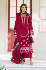 Zevk Flora Festive Embroidered Lawn Unstitched 3Pc Suit - ZINNIA