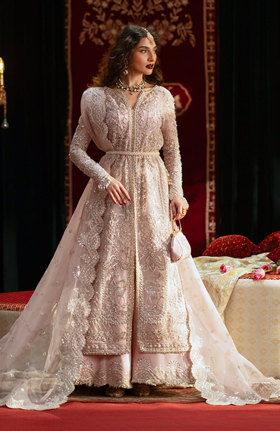 Zevk Mughal Raniya Unstitched Embroidered Organza Dress - Nur Jahan Begum
