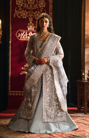 Zevk Mughal Raniya Unstitched Embroidered Organza Dress - Mughal Rani
