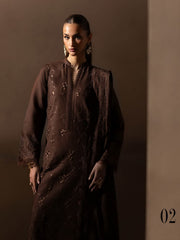 RajBari Sareen Premium Embroidered Viscose Unstitched 3Pc Suit D-02