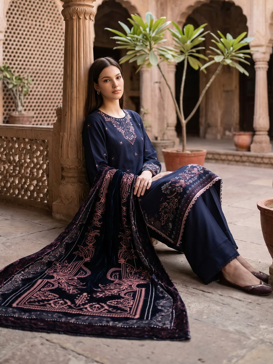 CELTS Dehleez Premium Embroidered Dhanak Unstitched 3Pc Suit D-04