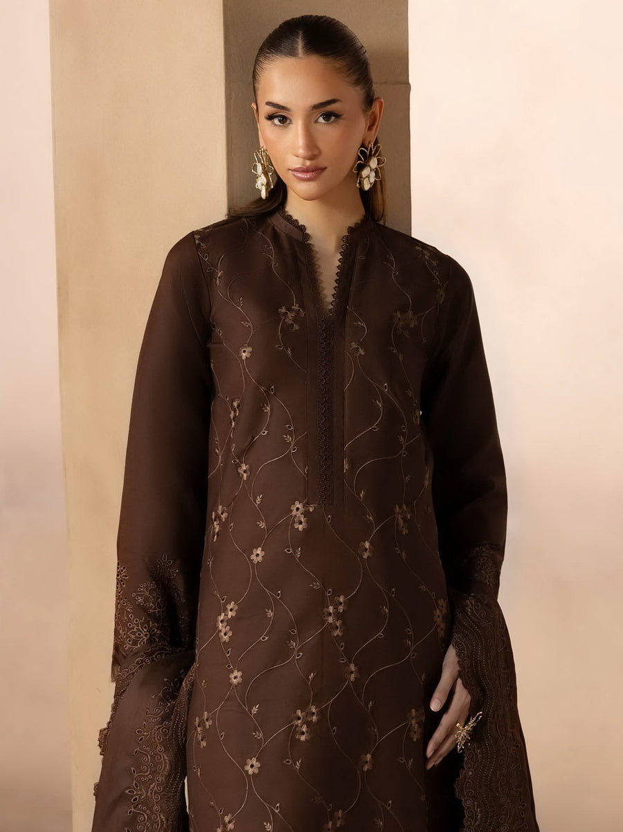 RajBari Sareen Premium Embroidered Viscose Unstitched 3Pc Suit D-02