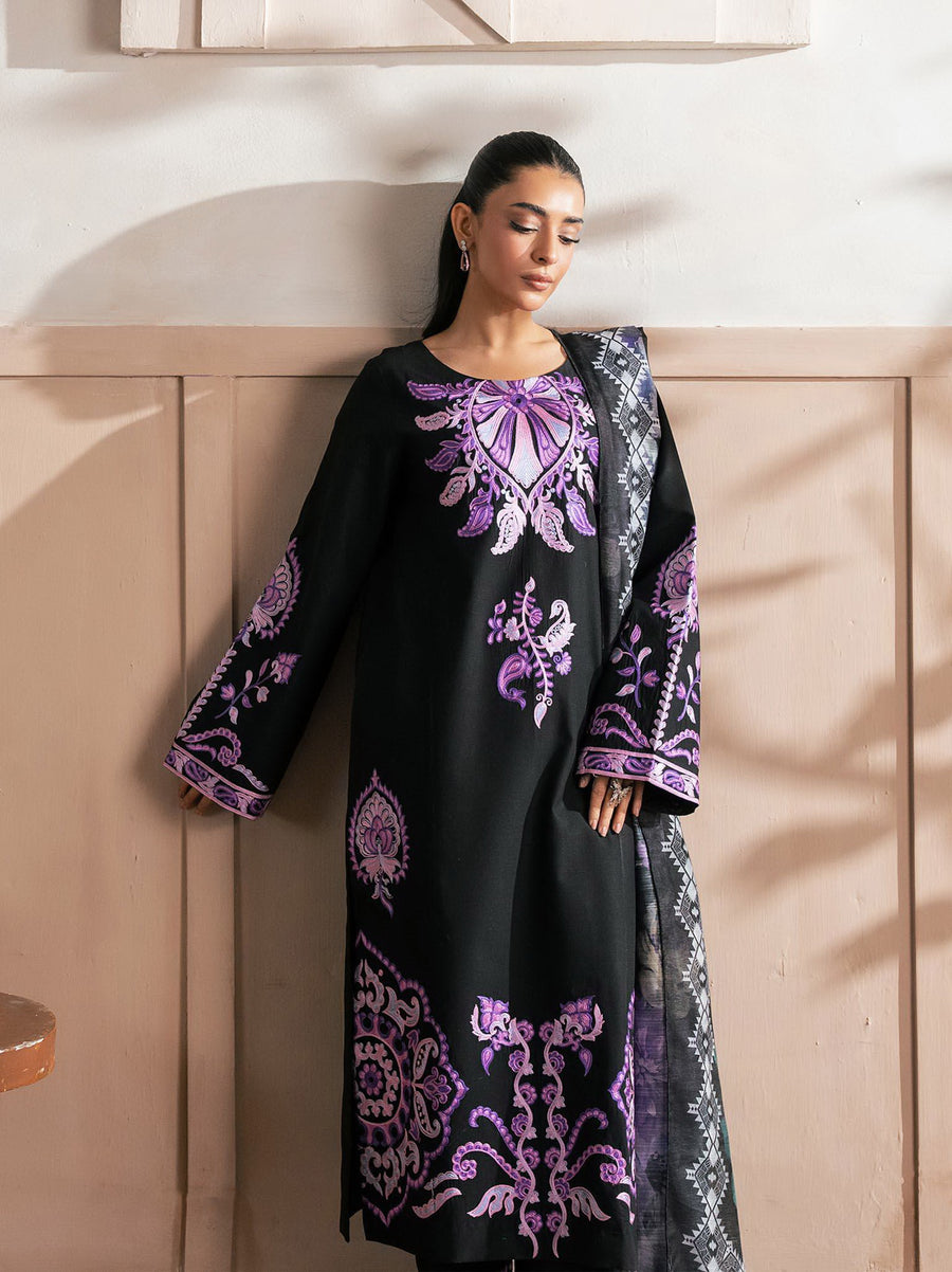 RajBari Parisa Premium Embroidered Lawn Unstitched 3Pc Suit D-01