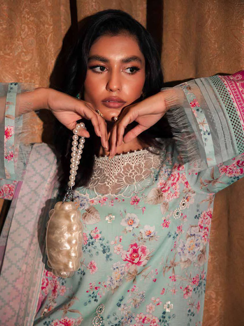 Nureh Glam Girl Embroidered Lawn Unstitched 3Pc Suit GL-16