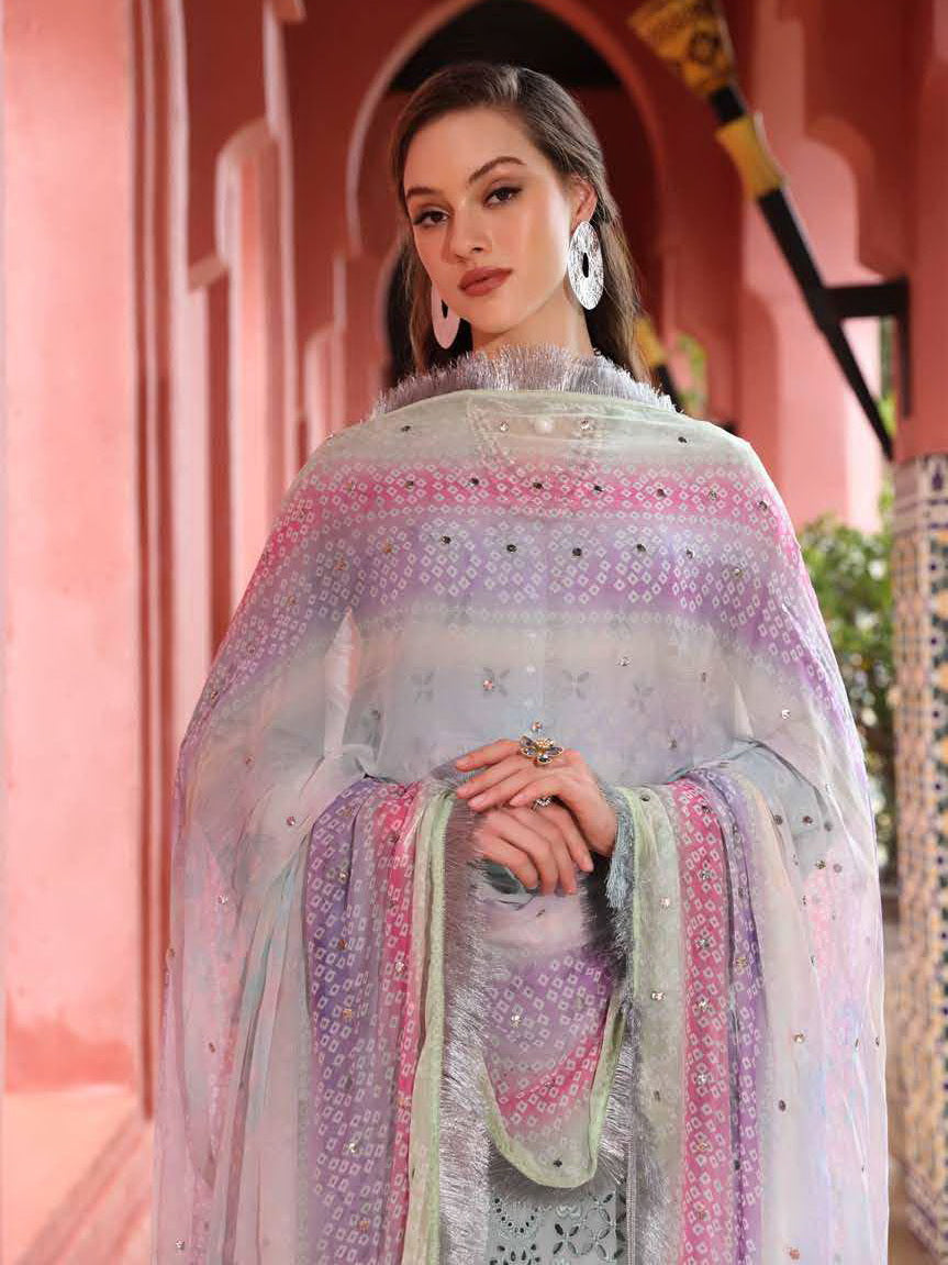 NUREH Bazar Embroidered Chikankari Lawn Unstitched 3Pc Suit NE-111