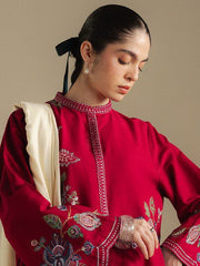 Coco by Zara Shahjahan Winter Unstitched Khaddar 3Pc Suit D-03B BERRY