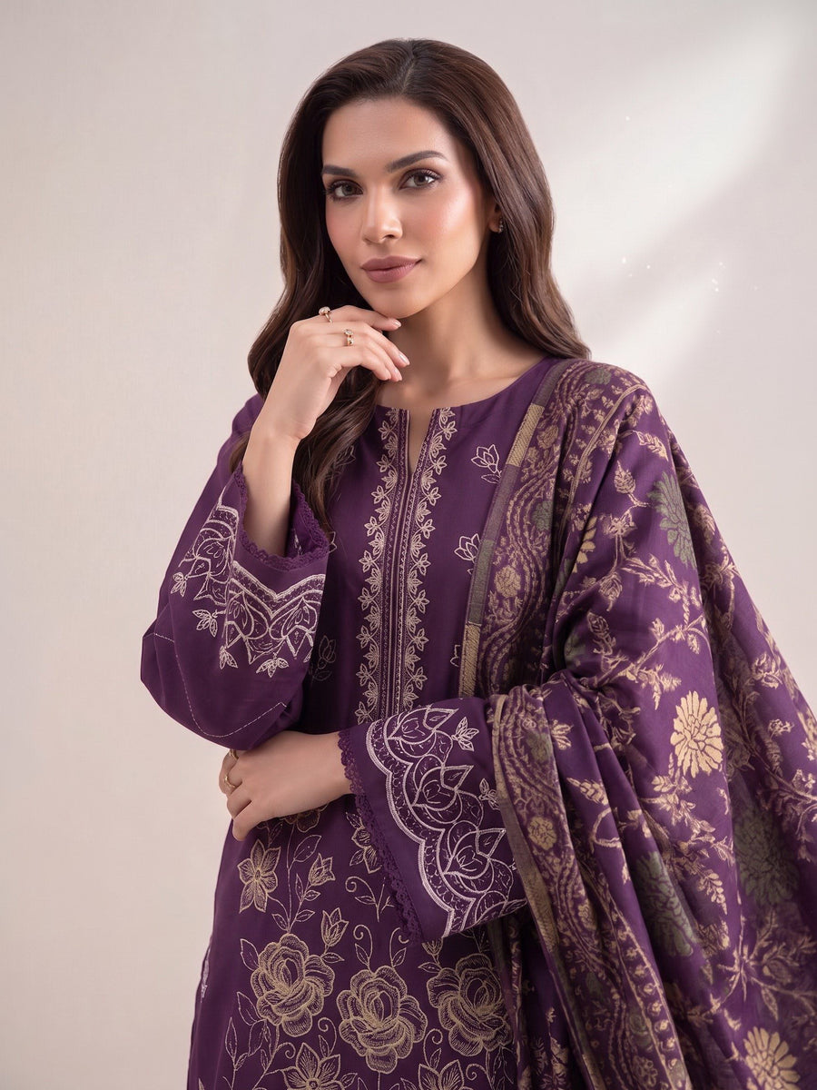 Laira by Cinq Embroidered Luxurious Peach Unstitched 3Pc Suit CL-04