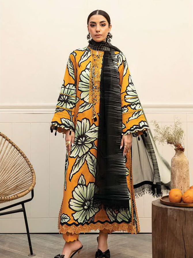 Maria.B M.Basics Embroidered Lawn Unstitched 3Pc Suit MB-CUS25-902A
