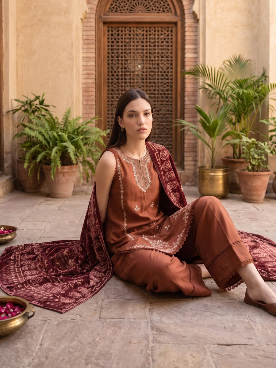 CELTS Dehleez Premium Embroidered Dhanak Unstitched 3Pc Suit D-06
