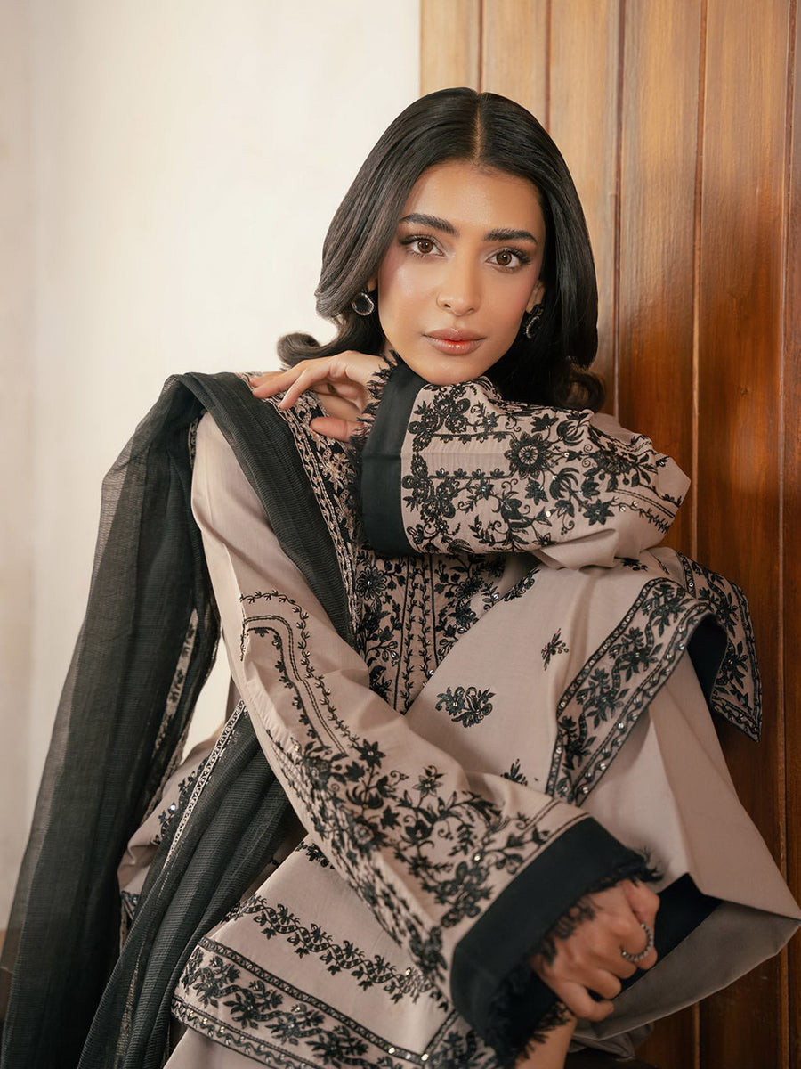 RajBari Parisa Premium Embroidered Lawn Unstitched 3Pc Suit D-11