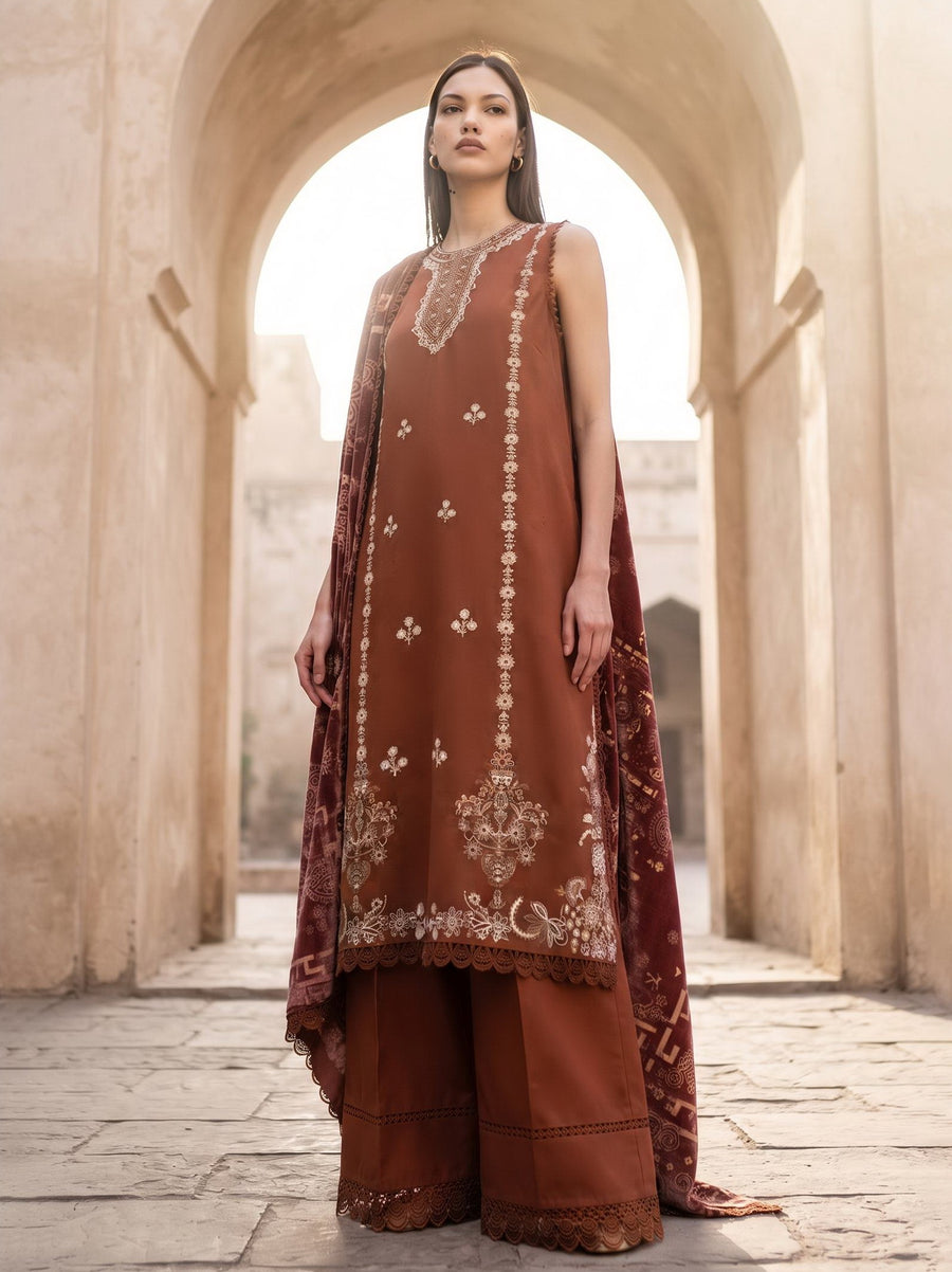 CELTS Dehleez Premium Embroidered Dhanak Unstitched 3Pc Suit D-06