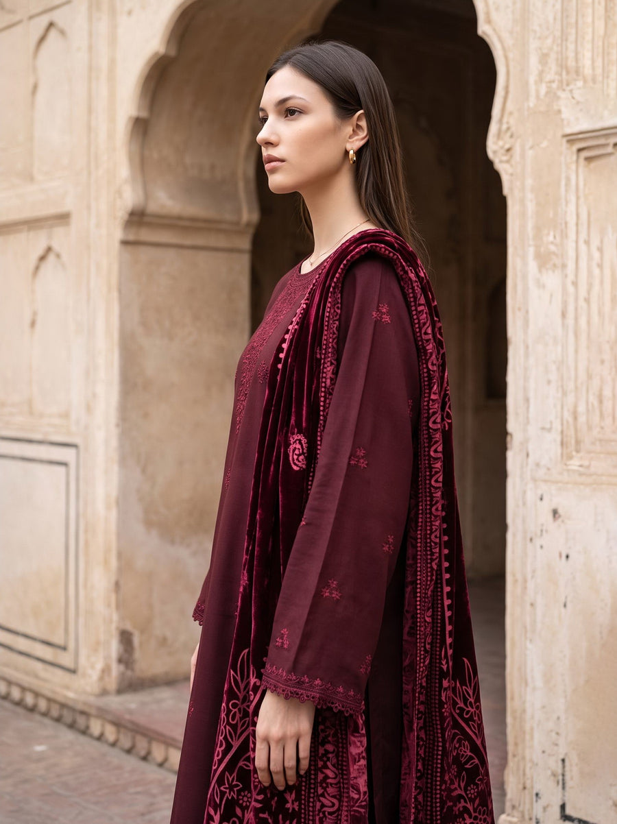 CELTS Dehleez Premium Embroidered Dhanak Unstitched 3Pc Suit D-08