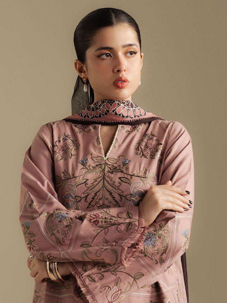 Coco by Zara Shahjahan Winter Unstitched Karandi 3Pc Suit D-04A CORAL