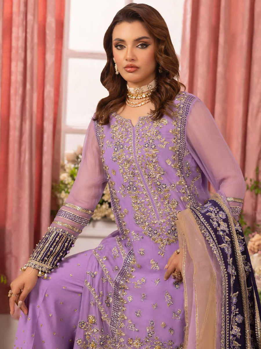 Charizma Diamond Dust Embroidered Luxury Chiffon Unstitched 3Pc Suit DD5-05