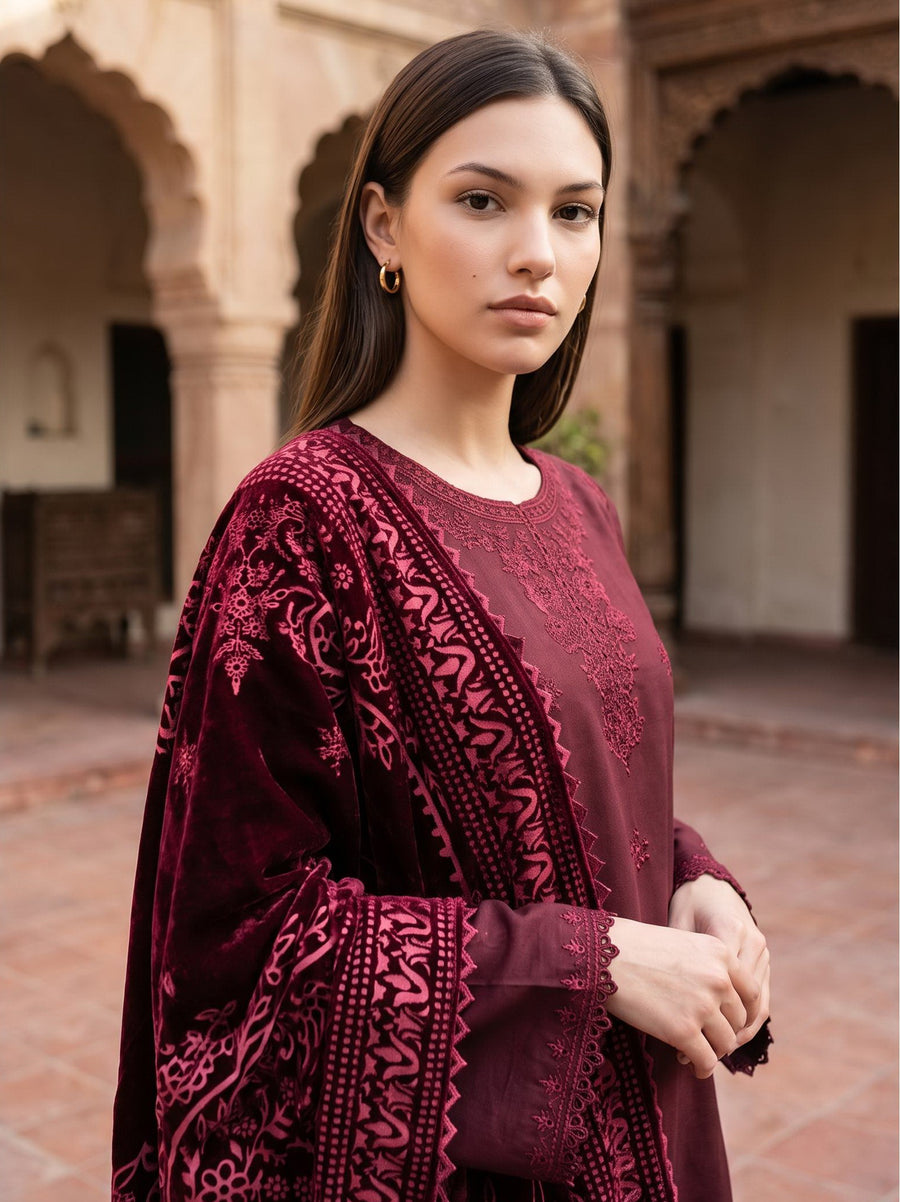 CELTS Dehleez Premium Embroidered Dhanak Unstitched 3Pc Suit D-08