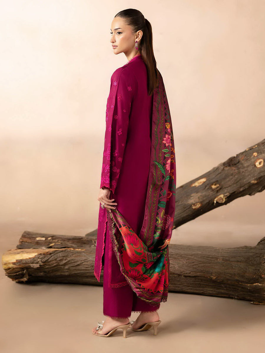 RajBari Sareen Premium Embroidered Viscose Unstitched 3Pc Suit D-10