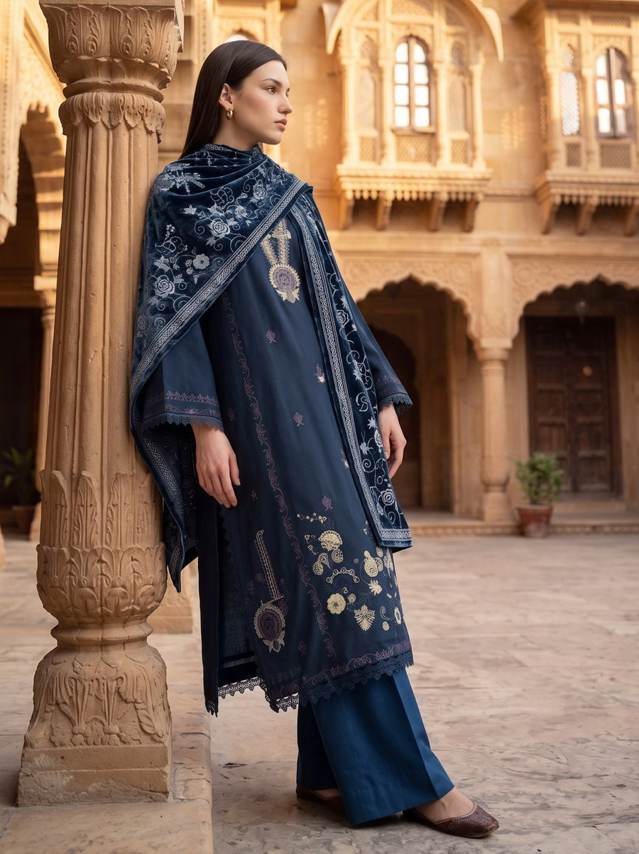 CELTS Dehleez Premium Embroidered Dhanak Unstitched 3Pc Suit D-09
