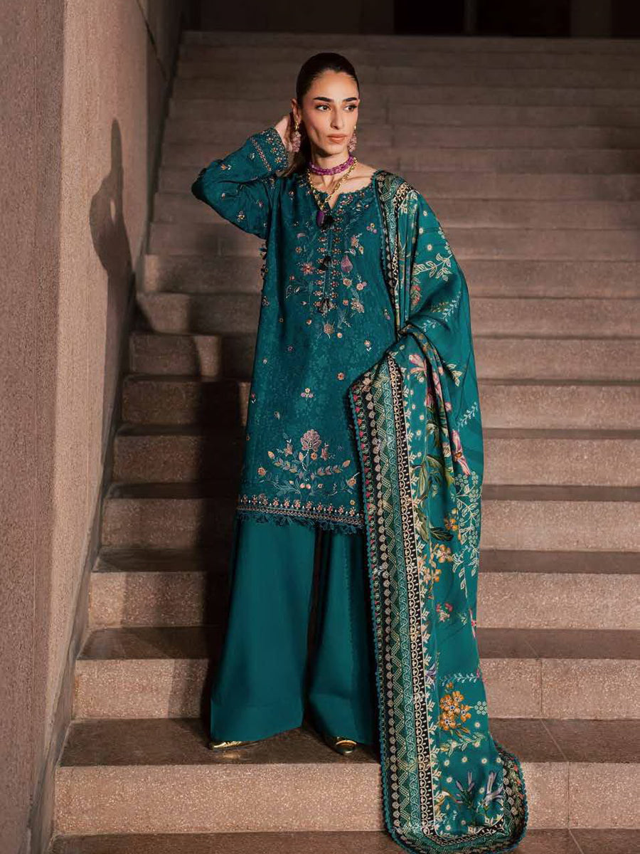 NUREH Maya Embroidered Linen Unstitched 3Pc Suit NW-126
